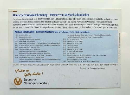 ORIGINAL HAND SIGNED AUTOGRAPH - MICHAEL SCHUMACHER - NO PRINT